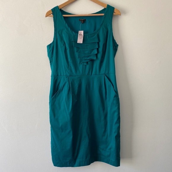 Ann Taylor Dresses & Skirts - NWT Ann Taylor $138 Teal Ruffle Front Tank Slip Attached Dress New